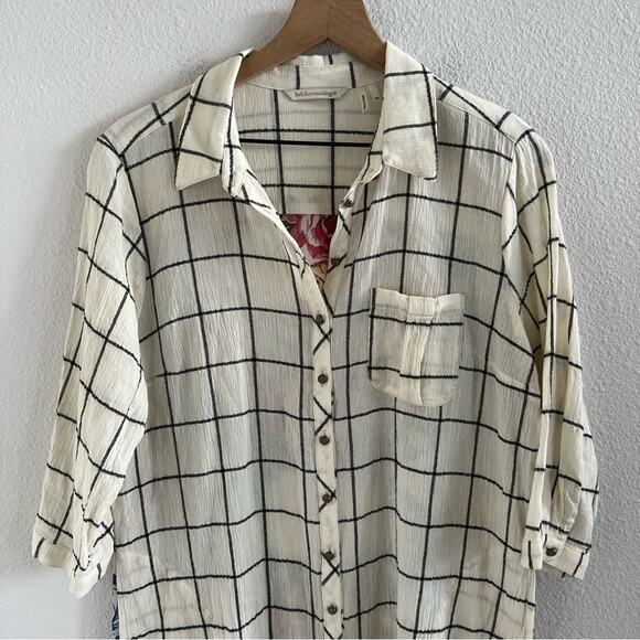 Soft Surrounding Tunic Back Floral Sheer Panel with Front Window Pane Medium P - Picture 10 of 11